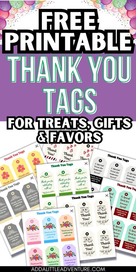 Free Printable Thank You Tags for Treats, Gifts, & Favors Cake Pop Tags Free Printable, Birthday Goody Bag Tags Free Printable, Cricut Thank You Tags, Thank You Gift Tags Free Printable, Thank You Tags Printable Free Editable, Thank You Tags Printable Free, Small Thank You Gift Ideas, Free Printable Favor Tags, Printable Tags Template