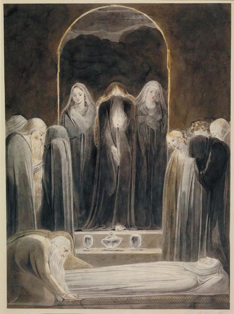 William Blake (1757–1827), The Entombment (c 1805), ink and watercolour on paper, William Blake Art, William Blake, Biblical Art, Pre Raphaelite, Art Video, Classical Art, A Mirror, Religious Art, Christian Art