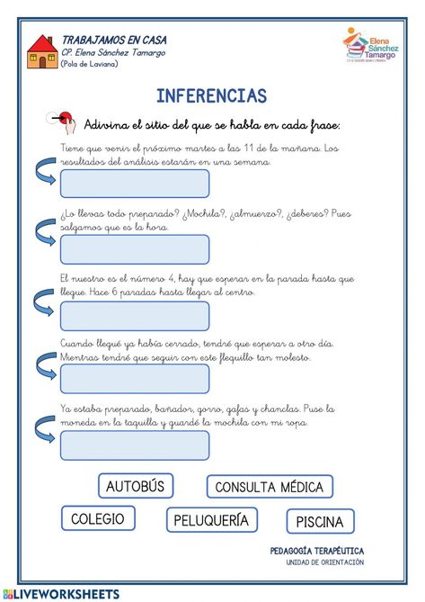 Ejercicio interactivo de Inferencias para Primaria. Puedes hacer los ejercicios online o descargar la ficha como pdf. After School, 2nd Grade, First Grade, Education, How To Plan