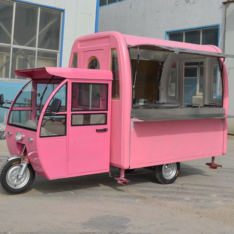 Ice Cream Food Trailer Ideas, Food Truck Trailer Ideas, Cute Food Cart, Suzuki Every Wagon Modified, Food Cart Ideas, Pink Food Truck, Cafe Food Truck, Truck Kitchen, Coffee Food Truck