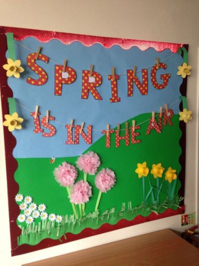 Spring Nursery Display Boards, Easter Display Board, Spring Display Board Nursery, Seasons Display Board, Spring Is In The Air Bulletin Board, Spring Display Board, Nursery Display Boards, Spring Bulletin Board Ideas, Fall Church Bulletin Boards