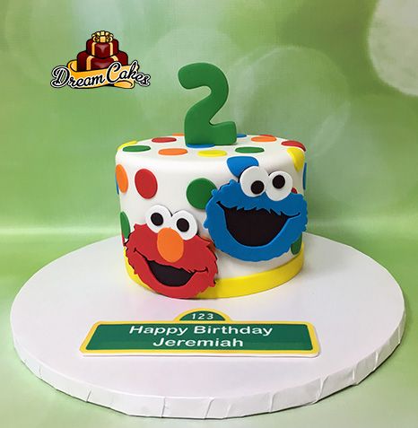 Elmo and Cookie Monster Cake by Dream Cakes Chicago Elmo Cookie Monster Cake, Cookie Monster And Elmo Cake, Elmo And Cookie Monster Cake, Elmo Cakes, Elmo Birthday Party Boy, Sesame Street Birthday Cakes, Elmo Birthday Cake, Sesame Street Cake, Cookie Monster Cake