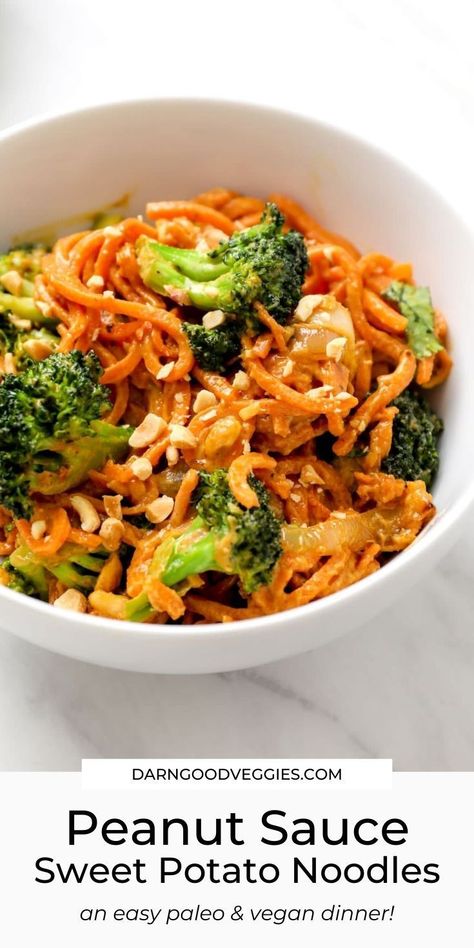 Sweet Potato Noodles Recipe, Peanut Sauce Noodles, Easy Peanut Sauce, Gluten Free Recipes For Lunch, Cleaner Eating, Potato Noodles, 30 Minute Meals Easy, Sweet Potato Noodles, Healthy Style