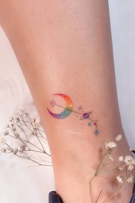 Looking for aries tattoo ideas for women and men?! If you want unique, minimalist aries tattoos to get inspired, we've got you covered with some gorgeous zodiac tattoo ideas HERE Our Mindful Life, Rainbow Tattoos, Moon Tattoos, Ankle Tattoo Small, Aries Tattoo, Diamond Tattoos, Fantasy Tattoos, Bff Tattoos, Tatuaje A Color