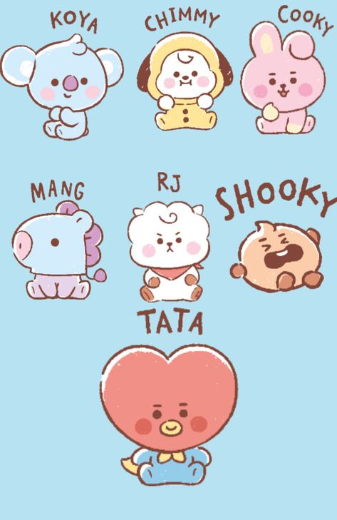 Cute Bt21 Drawings, All Bts Members, Iphone Wallpaper Kawaii, Bts Love Yourself, Cute Simple Wallpapers, Cute Doodles Drawings, Bullet Journal Lettering Ideas, Colouring Techniques, Bts Chibi