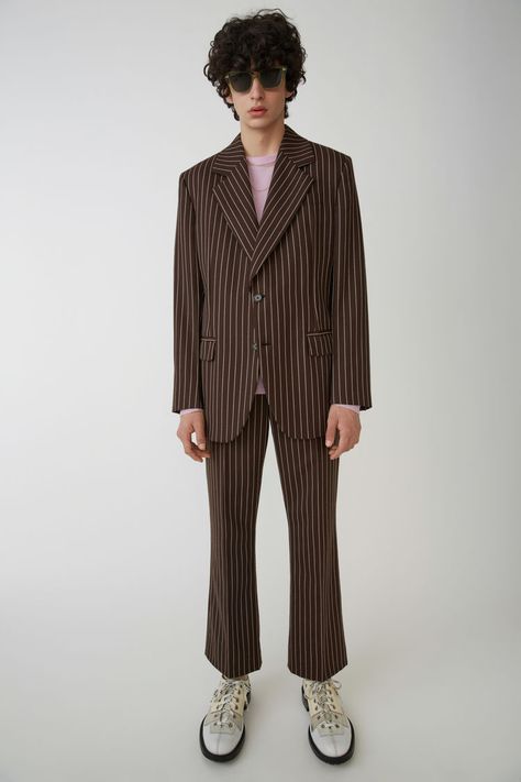 Ready-to-wear FN-MN-SUIT000001 Brown/pink 375x Brown Pinstripe, Mens Suit Jacket, Pinstripe Suit, Men's Suit, Tailored Blazer, Formal Suits, Jacket Pattern, Men's Shirts, Coral Color