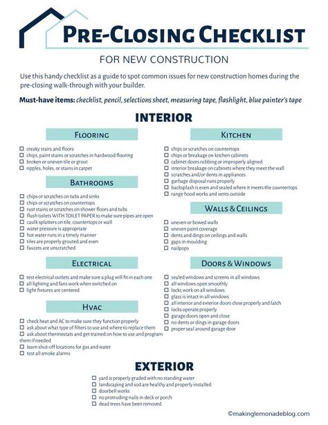 Don't skip this important step when building a house; use this pre-closing checklist to make sure you don't miss any defects before you buy a home! Braidsmaid Hairstyles, Closing Checklist, Buying First Home, House Checklist, New Home Checklist, Home Buying Checklist, Home Buying Process, Buy A Home, Home Buying Tips