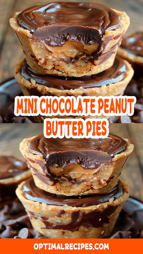 Simple Holiday Baking Ideas, Chocolate Peanut Butter Mini Pies, Irresistible Mini Chocolate Peanut Butter Pies, No Bake Chocolate Peanut Butter Cups, Almost No Bake Mini Chocolate Peanut Butter Pies, Peanut Butter Chocolate Chip Cookie Pie, In A Cup Recipes Desserts, Peanut Butter Pie Bites, Dainty Desserts Simple