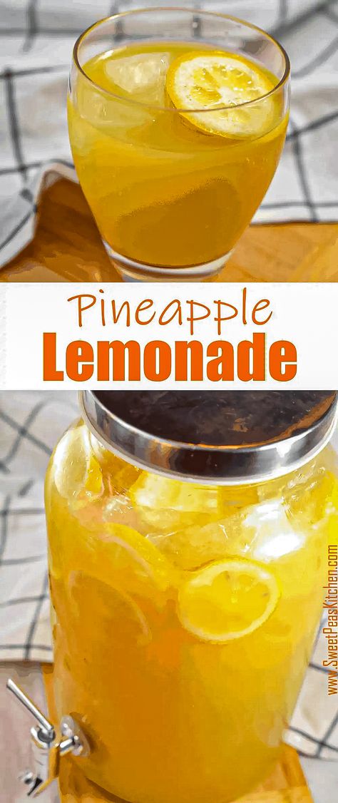 Pineapple Lemonade Peach Pineapple Lemonade, Pineapple Lemonade Punch, Lemonade Punch Recipe, Pineapple Lemonade Recipe, Celebration Recipes, Lemonade Punch, Homemade Lemonade Recipes, Pineapple Lemonade, Tea Drink Recipes