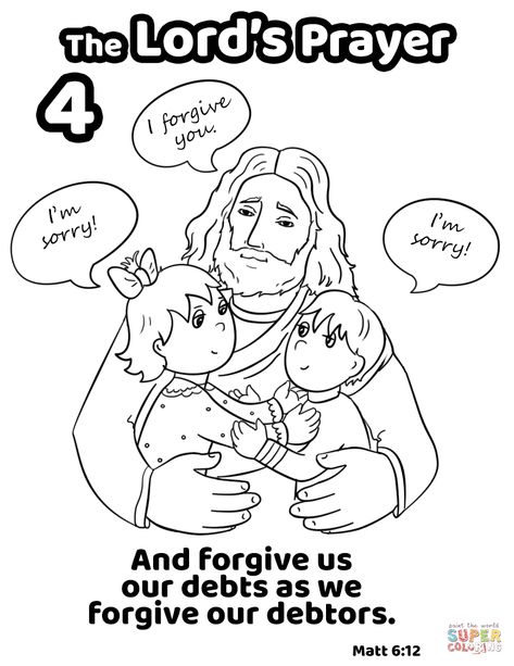 The Lords Prayer For Kids Free Printable, Forgiveness Activity, Sunday School Coloring Sheets, Mass Activities, Lord Prayer, Family Prayer, Sunday School Coloring Pages, Lords Prayer, Bible Activities For Kids