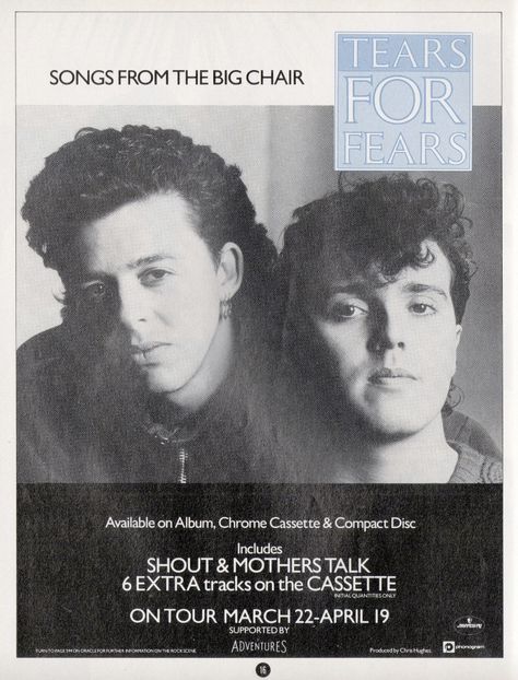 Songs From The Big Chair, Tears For Fears Band, Ray Core, Press Ad, Prints For Room, Seeds Of Love, Music Ads, Big Chair, Uk Music