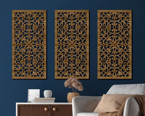 Screen Panels Custom Made MDF - Etsy Wall Cutout Decor, Boho Wood Wall, Moroccan Wall Decor, Wooden Lattice, Lattice Panels, Panel Wall Decor, Moroccan Wall Art, Arabic Designs, Arabic Wall Art