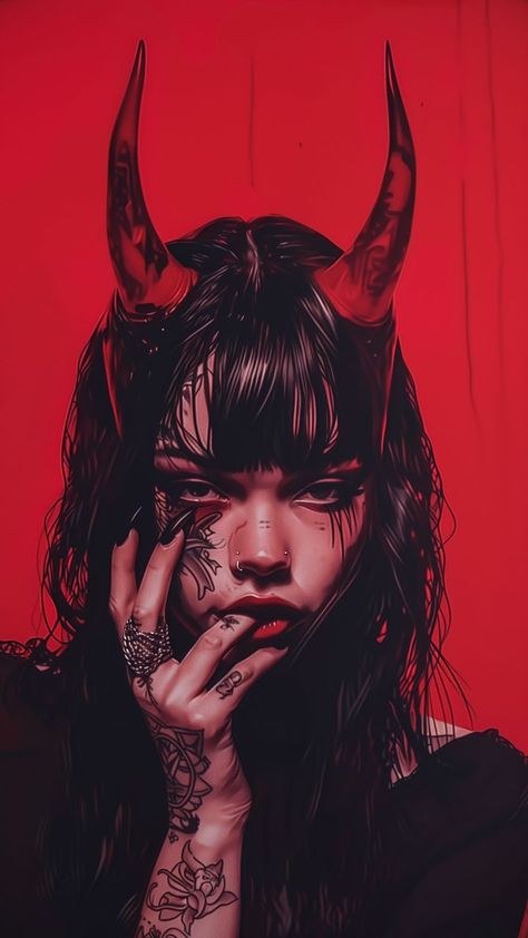 free wallpapers 4K girl, devil, tattoo, horns, red for mobile and desktop Gothic Romance Aesthetic, Brother And Sister Tattoo Ideas, Wallpapers Girl, Bokeh Art, Sister Tattoo Ideas, Devil Tattoo, Dark Beauty Photography, Sister Tattoo, Gentleman Aesthetic