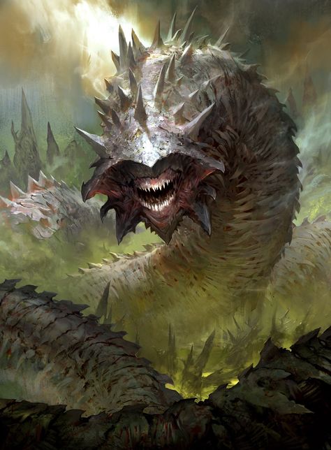 Massacre Wurm (Variant) - Core Set 2021 MtG Art Kekai Kotaki, Mtg Art, Dnd Monsters, Giant Monsters, 다크 판타지, Monster Concept Art, Alien Creatures, D&d Dungeons And Dragons, Dungeons And Dragons Homebrew