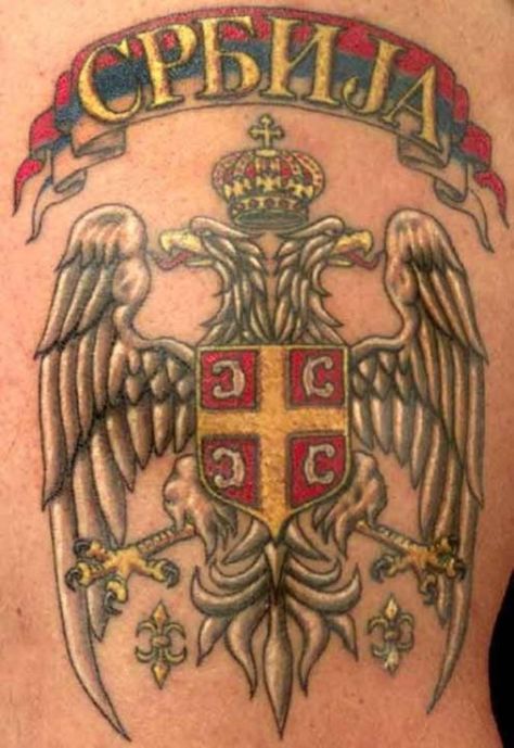 30 Serbian Coat of Arms Tattoo Serbian Tattoo, Coat Of Arms Tattoo, Croatian Tattoo, Serbian Flag, Tattoo Symbols, Cool Arm Tattoos, Flag Tattoo, Eagle Tattoos, Chest Piece Tattoos