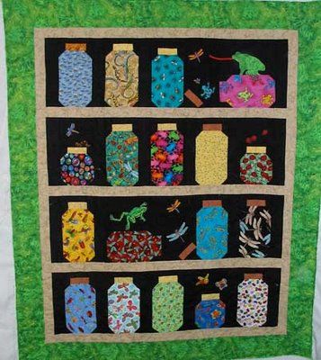 Bug Jar Quilt, Jar Quilt, I Spy Quilt, Quilt Block Patterns Free, Picture Quilts, Animal Quilts, Free Quilting, Quilt Block Patterns, Quilting Crafts