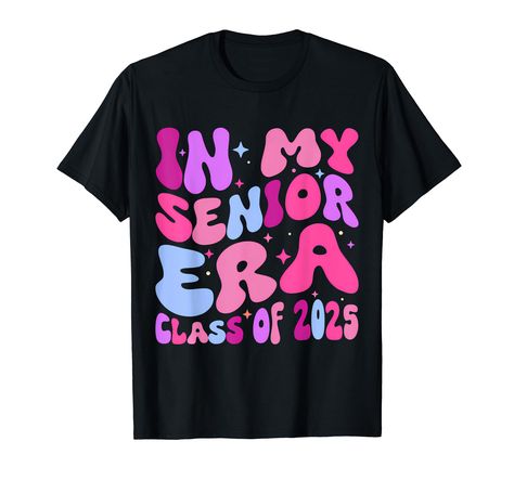 PRICES MAY VARY. In my senior era class of 2025 senior graduation tshirt for all celebrating their graduates from kindergarten, high school, college or university as graduate of senior class of 2025 to show your support! Great tshirt idea to celebrate their achievement! In my senior era class of 2025 graduation groovy retro shirt for family. Wear this shirt with the graduation cap hat tassel and decorations at the grad party with this class of 2025. Lightweight, Classic fit, Double-needle sleeve Senior Tshirts, Introvert Outfits, Senior Class Shirts, Graduation Tshirts, Momma Shirts, Class Of 2025, Class Shirt, Senior Shirts, Mom Era