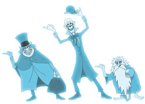 Only one week away from All Hallow's Eve, AKA Halloween, and in celebration, I give you my version of some of Disney's most famous spooks, Dr Gus, Ezra, and Phineas, AKA The Haunted Mansion's Hitch... Haunted Mansion Ride, Haunted Mansion Halloween, Madame Leota, Disney Room Decor, Hitchhiking Ghosts, Ghost Drawing, Disney Rooms, The Haunted Mansion, Disney Haunted Mansion