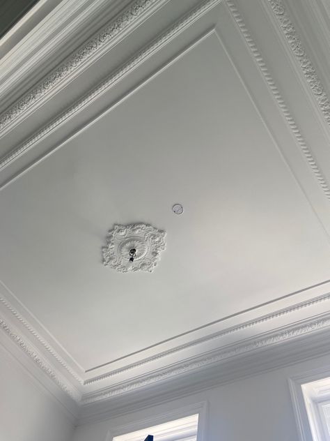 Living Room Ceiling Molding, Ceiling Panel Moulding, Georgian Ceiling Design, Picture Frame Ceiling, Diy Crown Molding Ceiling, Decorative Ceiling Molding, Ceiling Mouldings And Trim Ideas, Ceiling Molding Design, Ceiling Molding Ideas