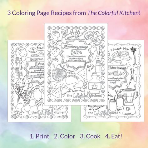 The Colorful Kitchen Recipe Coloring Pages! - The Colorful Kitchen Recipe Coloring Pages, Vegetable Tart, Spiralized Vegetables, Medjool Dates, Savory Pie, Kids Boxing, Cooking With Kids, Vegan Condiments, Fun Crafts For Kids