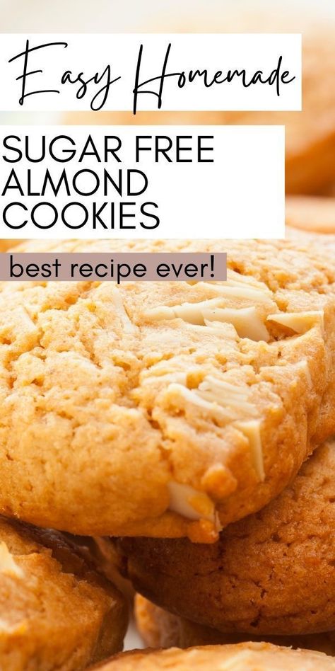 YUMMY tasting almond cookies! Make this homemade diy recipe idea for almond cookies for desserts, holidays, gatherings or even snacks. Sugar Free Cookie Recipes, Seaweed Powder, Sugar Free Recipe, Sugar Free Desserts Easy, Almond Meal Cookies, Sugar Free Baking, Almond Flour Cookies, Sugar Free Recipes Desserts, Sugar Recipes