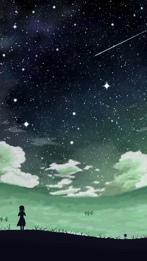 Life In Sky Illustration, Night Sky Portrait, Falling Star Illustration, Looking At The Sky Drawing, Looking At The Stars Drawing, Stargazing Illustration, Telescope Drawing, Night Sky Drawing, Stars Anime