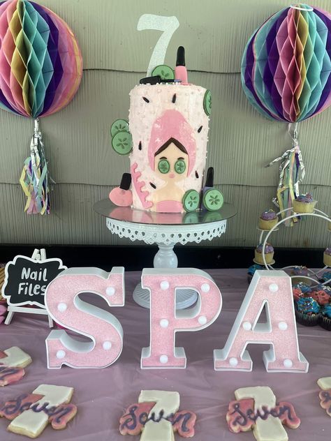 MA's Spa-Tacular Seventh Birthday Party! Vintage Tea Party Birthday, Spa Birthday Party Ideas, Seventh Birthday, Spa Birthday Party, Hotwheels Birthday Party, Pig Birthday Party, Hot Wheels Birthday, Outer Space Party, Peppa Pig Birthday Party