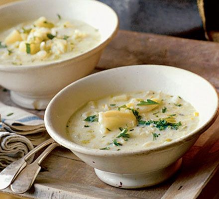 Haddock Chowder. Haddock Chowder Recipe, Cullen Skink, Smoked Haddock, Chowder Recipes Seafood, Fish Chowder, Seafood Chowder, Chowder Recipe, Burns Night, Bbc Good Food