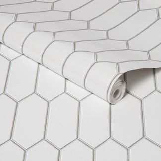 White : Wallpaper : Removable Peel & Stick Wallpaper : Target 8x8 Kitchen, Rental Makeover, White Hexagon Tiles, Hexagonal Tiles, Herringbone Wood, Look Wallpaper, Hexagon Tile, Paintable Wallpaper, Bathroom Walls