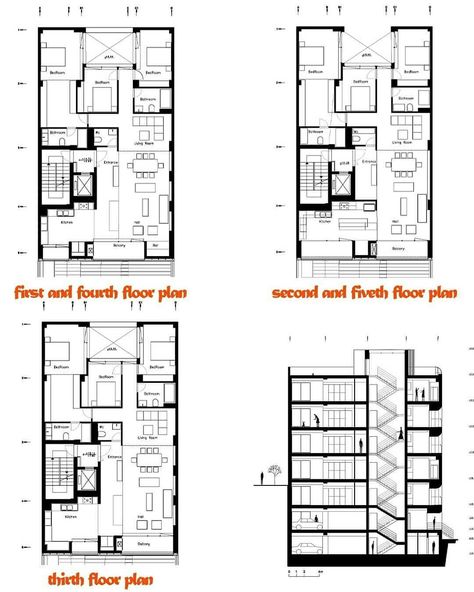 Residential Building Plan Apartments, Residential Complex Plan, Elevator And Stair Plan, Elevator Floor Plan Symbol, Residential Tower Plan, Multifamily Housing, Futuristic Home, Conceptual Architecture, Building House Plans Designs