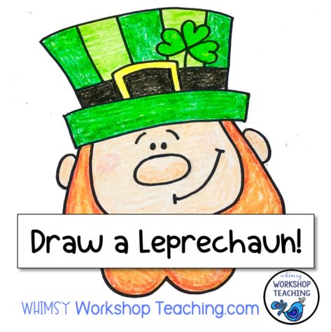 Drawing Leprechaun, Leprechaun Directed Drawing, Leprechaun Drawing, Drawing Calendar, Directed Drawing Kindergarten, Drawing Topics, Phonics Chart, Phonics Centers, Art Mom