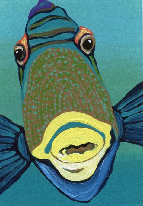 Trigger Fish, Marine Wildlife, Fish Artwork, Sea Life Art, Fish Drawings, Collaborative Art, Fish Painting, Amazing Art Painting, Fish Art