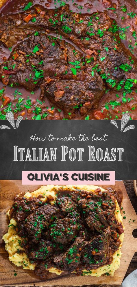 Tomato Parmesan Pot Roast In Slow Cooker, Beef Chuck Crock Pot Recipes, Italian Roast Recipes, Pot Roast With Tomato Paste, Chunk Pot Roast Recipe, Tuscan Style Beef Roast, Texas Pot Roast, Italian Pot Roast Oven, Italian Pot Roast Instant Pot