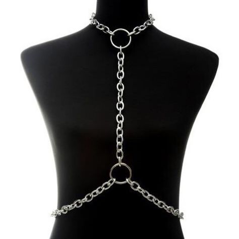 Goth Boutique, Choker Harness, Chain Body Harness, Jóias Body Chains, Harness Fashion, Chain Harness, Mystical Jewelry, Stage Set, Body Harness