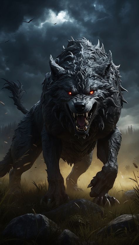 Hellhound Art, Tiefling Druid, Wolf Beast, Scary Wolf, Wolf Art Fantasy, Rip Tide, Demon Wolf, Creepy Animals, Wolf Hybrid