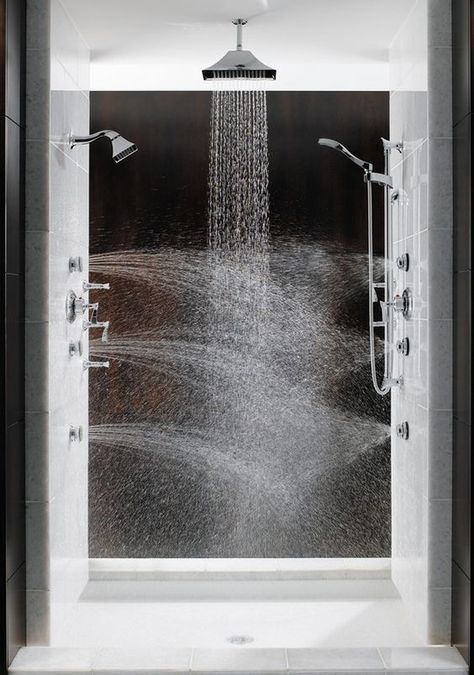 This Multiple Shower-Head System | 27 Things That Definitely Belong In Your Dream Home Multiple Shower Heads, Bathroom Shower Heads, Bad Inspiration, Steam Showers Bathroom, Decor Baie, Luxury Shower, Steam Shower, Bathroom Remodel Shower, Steam Showers