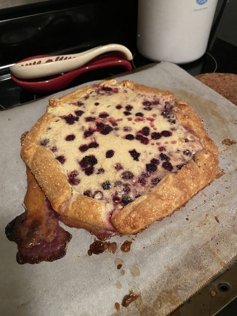 Cheesecake Galette, Blackberry Cheesecake, Blackberry Recipes, Cream Cheese Eggs, Ree Drummond, Pie Dough, Oven Racks, Lemon Zest, Baking Sheet