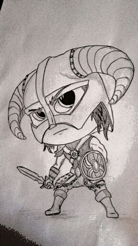 Chibi Dovahkiin <3 #Skyrim #Chibi Sketch Ideas, Sketches Easy, Skyrim, Sketch, Humanoid Sketch, Drawings, Animals, Art