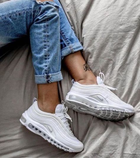 10 Hottest White Trainers To Sport RN Air Max 97 Outfit, Nike Airmax 97, Basket Style, Baskets Nike, Fresh Shoes, Hype Shoes, What's App, White Trainers, Nike Air Max 97