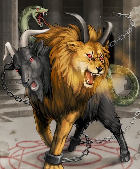 Card: Chimera Chimera Mythology, Greek Mythological Creatures, Greek Monsters, Creature Fantasy, Mythical Monsters, Mythical Creatures Fantasy, Arte Alien, Mythical Animal, Fantasy Beasts