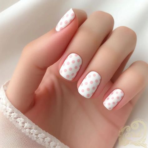 https://card9.com/ai/petite-polka-dot-nail-set Pink And White Polka Dot Nails, Polka Dot And Stripe Nails, Nail Dots, White Polka Dot Nails, Pokadot Nails Acrylic, Pink Polka Dot Nails, Polka Dot Nails, Striped Nails, Dots Nails