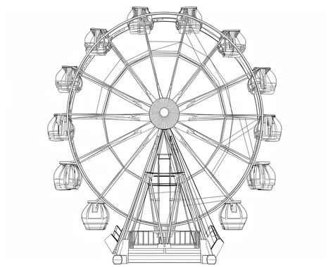 The image is a Ferris wheel. It is a large, rotating wheel that people can ride in ->> more details in ai-img-gen.com Ferris Wheel Clipart, Ferris Wheel Sketch, Memorie Journal, Ferris Wheel Tattoo, Ferris Wheel Drawing, Wheel Drawing, Beautiful Scenery Drawing, Wheel Tattoo, Scenery Drawing