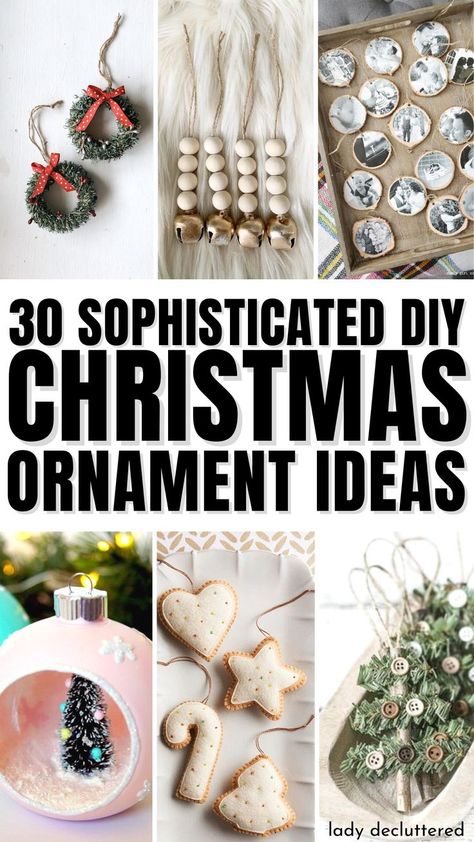 30 Sophisticated DIY Christmas Ornament Ideas Colorful Christmas Tree Decor, Ornament Garland Diy, Ornament Craft Ideas, Diy Christmas Tree Garland, White Christmas Garland, Grandma Christmas Ornament, Christmas Ornament Ideas, Lady Decluttered, Diy Christmas Sweater