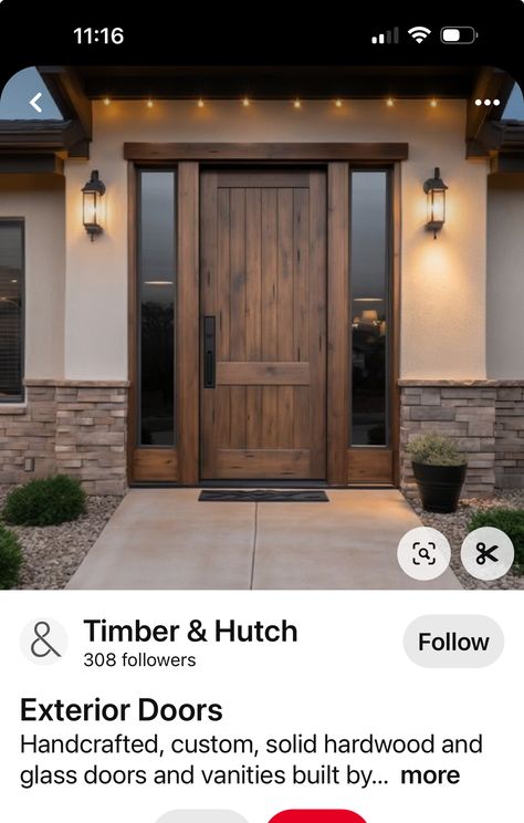 Wood Front Doors No Windows, Front Door No Windows, Window Front Door, Cabin Exterior, Wood Front Doors, Front Doors With Windows, Front Doors, Exterior Doors, Solid Hardwood