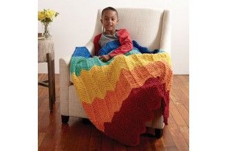 Bernat - Rainbow Ripple Blanket in Blanket Brights  (downloadable PDF) Knit Blanket Pattern, Ripple Blanket, Bernat Yarn, Bernat Blanket, Rainbow Blanket, Knitted Blanket, Blanket Diy, Knitted Afghans, Striped Blankets