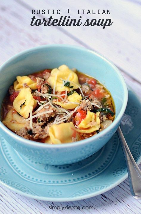 Rustic Italian Tortellini Soup Recipe, Rustic Italian Tortellini Soup, Italian Tortellini Soup, Italian Tortellini, Spinach Tortellini Soup, Sausage Tortellini Soup, Sausage Spinach, Spinach Tortellini, Sausage Tortellini