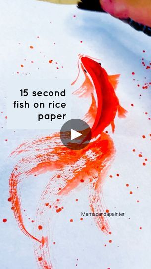 30K views · 494 reactions | Have you ever painted on rice paper?  Let’s paint an easy and lively fish on rice paper in just a few seconds! 

💦full length video with directions for subscribers💦

Fish are a symbol of many things in Asian culture, including prosperity, fertility, and good fortune… I tried rice paper with watercolor to paint this fish and it was so fun to try something new.  Rice paper is a popular choice for watercolor painting because it’s highly absorbent and produces vibrant colors.  It is very very thin so I put a paper towel underneath to absorb the extra water.  There is a rough side and a smooth side to the rice paper, and it is better to use the smooth side.  I was careful with water because too much water can cause excessive bleeding.  It was really fun to explore! Rice Paper Painting, Mary Wu, Watercolor Fish, Asian Culture, Watercolor Ideas, Water Can, Color Painting, Fish Painting, Watercolour Tutorials