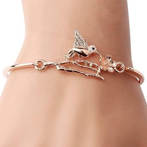 Neiman Marcus Antique Rose Gold Crystal Hummingbird Bracelet The Inner Diameter Is Approximately 60 To 63mm. It Is Fully Adjustable To Fit Approximately A 6 Inch To 8 Inch Wrist. Shipped Out Today. Never Worn. Hummingbird Bracelet, Neiman Marcus Jewelry, Bird Bracelet, Hummingbird Jewelry, Promise Bracelet, Crystal Belt, Rose Gold Crystal, Leaf Bracelet, 925 Silver Bracelet