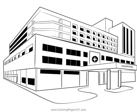 Hospital Coloring Page Hospital Sketch, Hospital Drawing, Sketch Architecture, Star Wars Colors, City Hospital, Barbie Coloring, Barbie Coloring Pages, Mustang Horse, Bear Coloring Pages