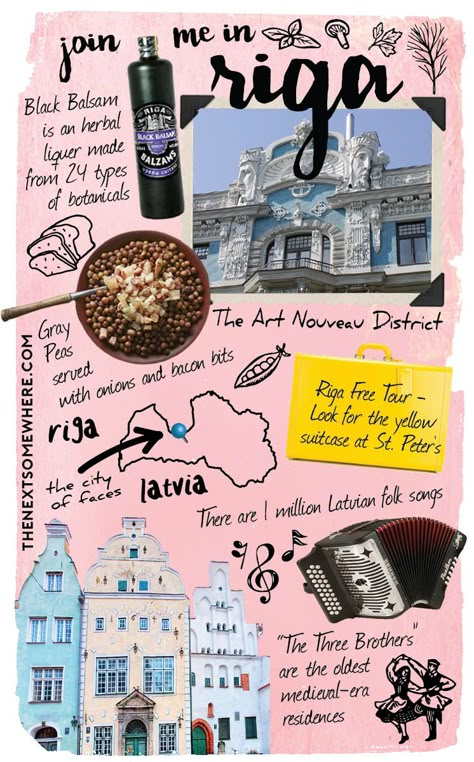 Top Five Things to Do in Riga, Latvia - The Next Somewhere Riga Aesthetic, Baby Room Decals, Alphabet Frames, Visit Croatia, Collage Techniques, Riga Latvia, Travel Sketches, Travel Illustration, Collage Frames